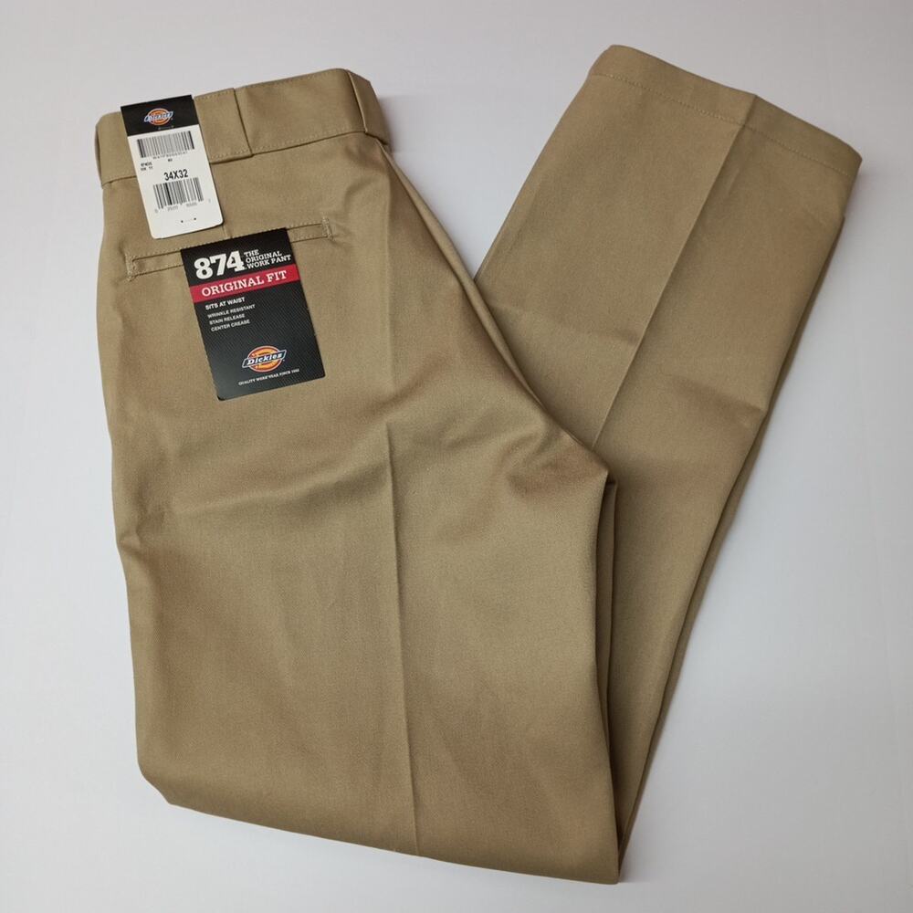 Dickies‎ 874 Work Pants Men's 34x32 Khaki Original Fit Resists Wrinkles